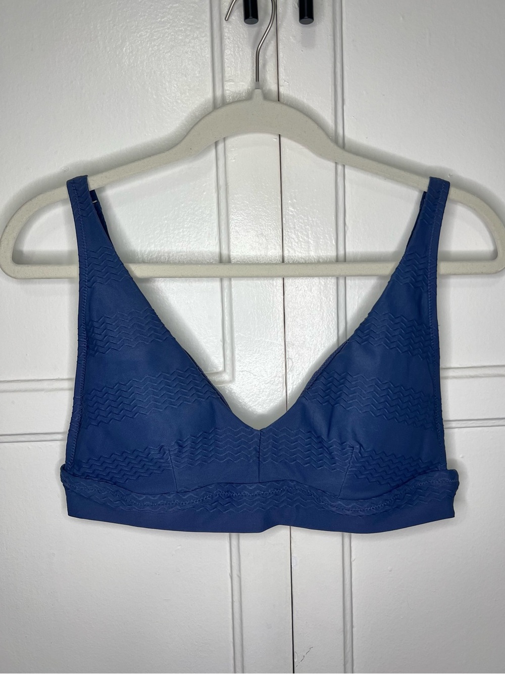 Aerie Textured Pique Longline Triangle Scoop Bikini Top- Royal Blue | NWOT - L